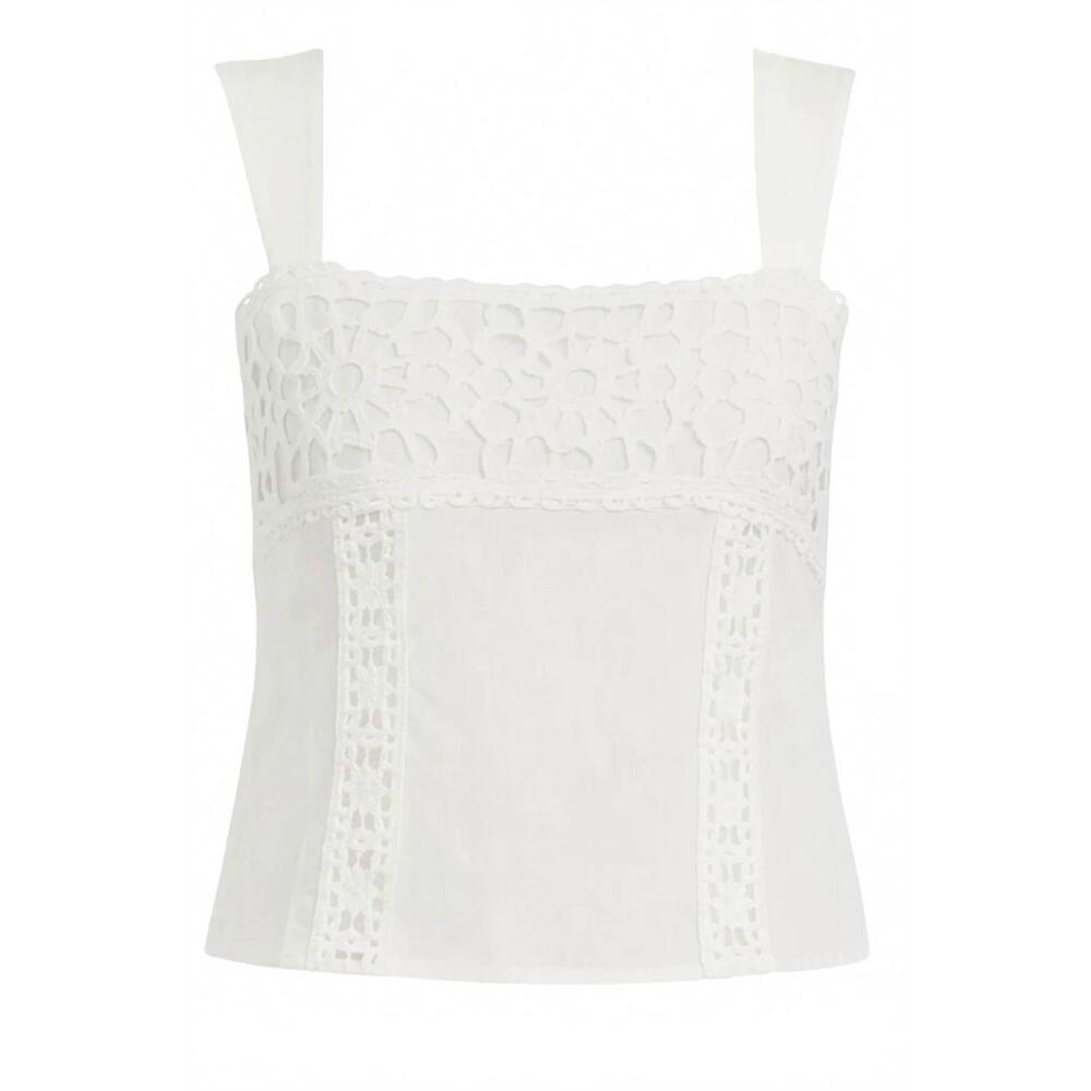 NEW ANOTHER LOVE women's meadow crochet-inspired detailing top in off white